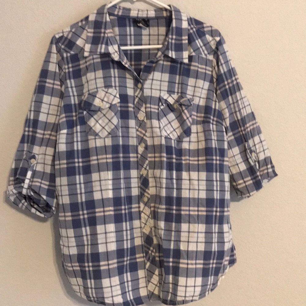 Torrid Blue Plaid Blouse